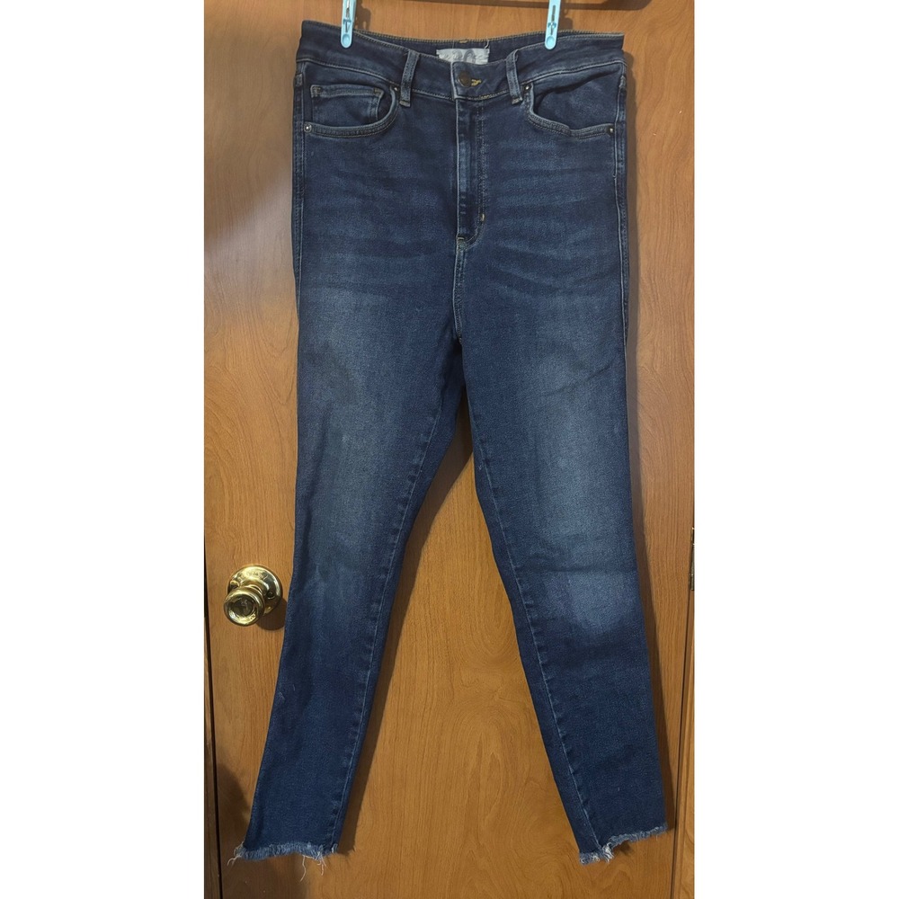 We The Free Free People Skinny Jeans Dark Wash Raw Hem High Rise Size 30